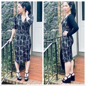 Stunning bodycom faux wrap midi dress